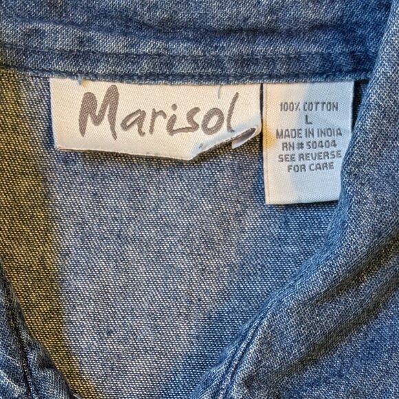 Handcrafted Embellished Denim Patchwork Shirt Upcycled Handmade - Picture 9 of 9